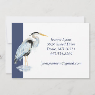 Carte De Remerciements Entreprise personnalisée Grand héron bleu oiseau E
