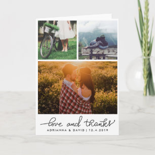 Carte De Remerciements Épouser l'amour de trois photos et le manuscrit de