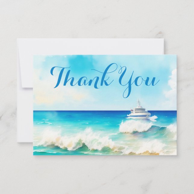 Carte De Remerciements Équipage de croisière océanique en bateau nautique (Devant)