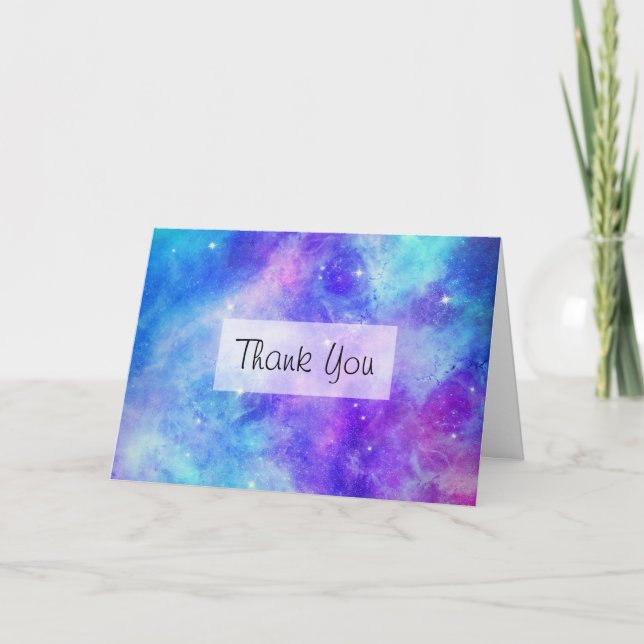 Carte De Remerciements Espace de galaxie violet et bleu Abstrait (Devant)