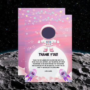 Carte De Remerciements Espace extra-atmosphérique rose Petit explorateur 