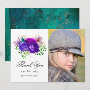 Carte De Remerciements Espagnol Mardi Gras Aquarelle Florale Quinceañera 