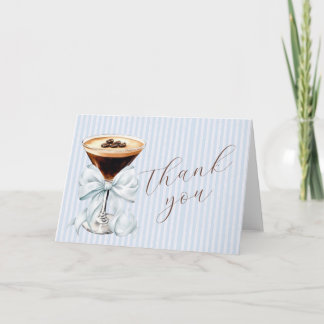 Carte De Remerciements Espresso Martini Blue Coquette Bow