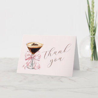 Carte De Remerciements Espresso Martini Pink Coquette Bow