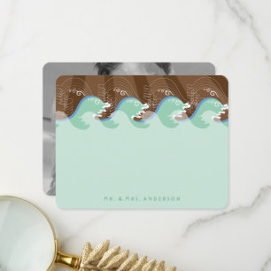 Carte De Remerciements Été Aqua Waves & Sun Photo Modern Beach Mariage
