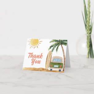 Carte De Remerciements Été moderne Boho Surf Plage Van Baby shower