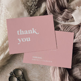 Carte De Remerciements Été rétro   Mariage rose pâle