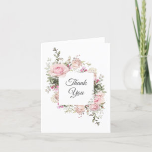 Carte De Remerciements Été Rose Roses Florales Anniversaire