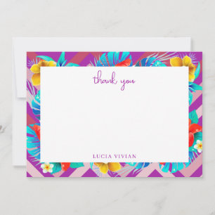 Carte De Remerciements Été Tropical Rétro Mariage Fuchsia