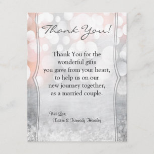 Carte De Remerciements étincelles PLATES de rose de tape-à-l'oeil du