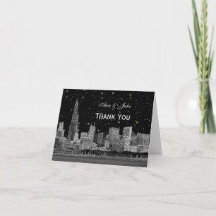 Carte De Remerciements Étoile de Chicago Skyline Etched do-it-yourself BG