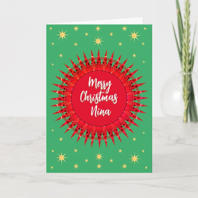 Carte De Remerciements Étoile ornementale Nom personnalisé Joyeux Noël (Devant)