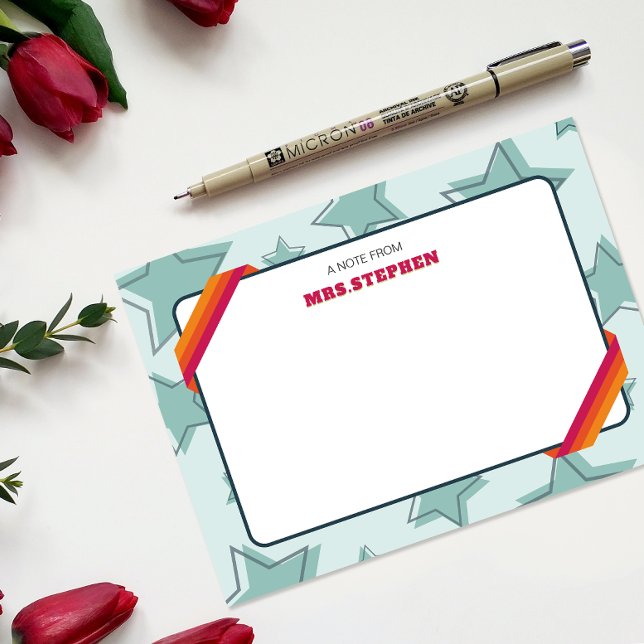 Carte De Remerciements Étoile Professeur personnalisé fin de l'année Note (Star Personalized Teacher End of the Year Note Thank You Card)