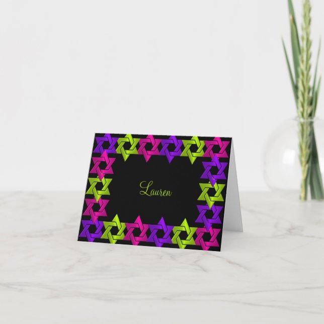 Carte De Remerciements Étoile violette rose bat mitzvah sur n'importe que (Devant)