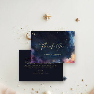 Carte De Remerciements Étoiles cadeau céleste Galaxie cosmique Minuit Ble