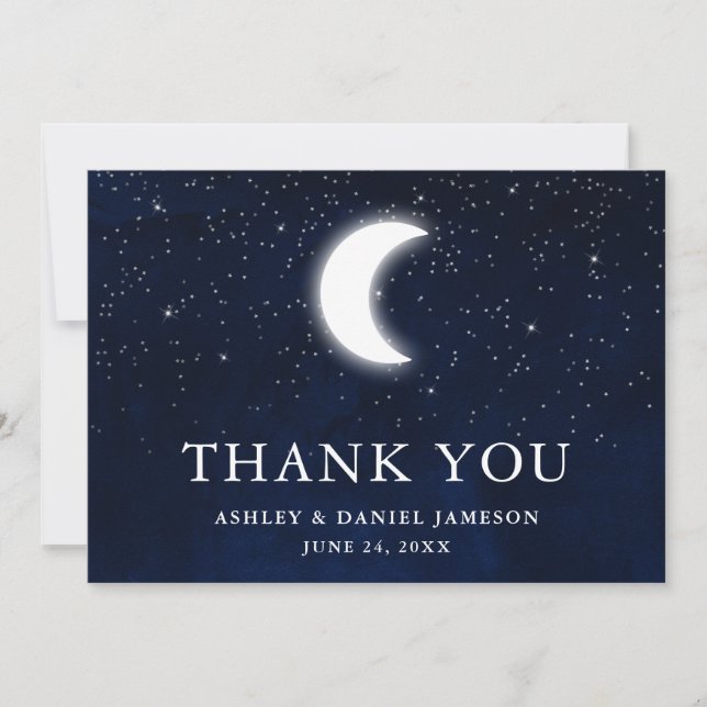 Carte De Remerciements Étoiles célestes Mariages Sky Moon (Devant)