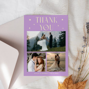 Carte De Remerciements Étoiles Élégantes Mariage Multi Photo Citron Wiste
