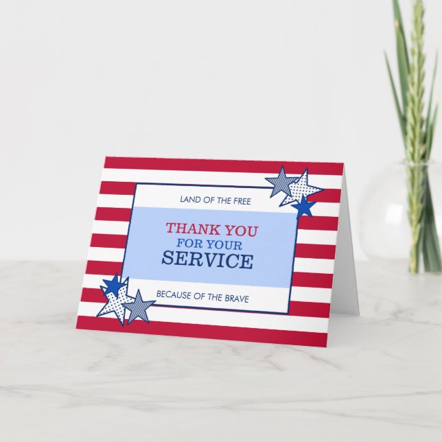 Carte De Remerciements Étoiles et rayures Service patriotique vétéran mod (Devant)