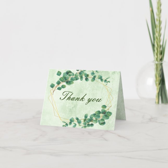 Carte De Remerciements Eucalyptus Feuilles géométriques (Devant)