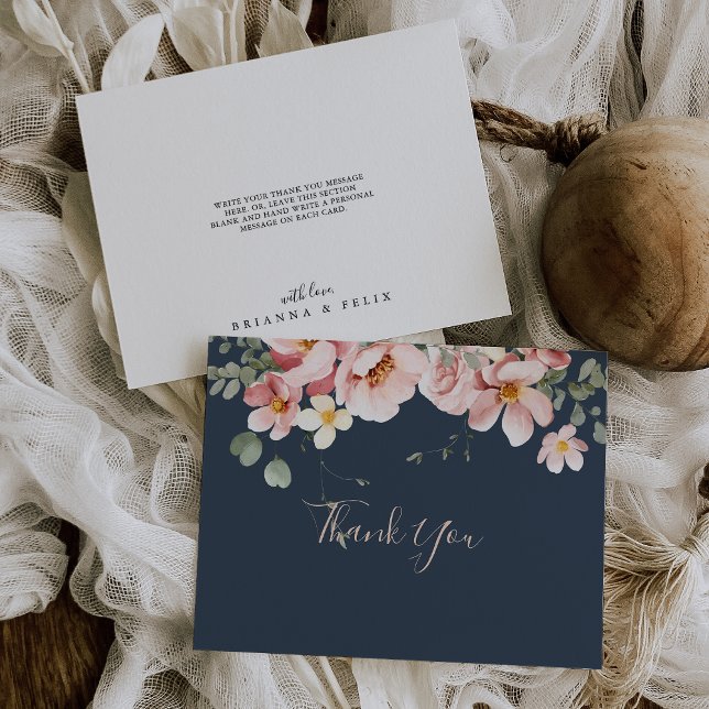 Carte De Remerciements Eucalyptus Garden Rose Floral Flat Mariage (Créateur téléchargé)