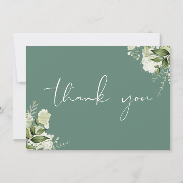 Carte De Remerciements Eucalyptus Green Botanical Greenery Élégant Script (Devant)