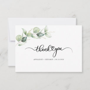 Carte De Remerciements Eucalyptus Mariage vert à la main