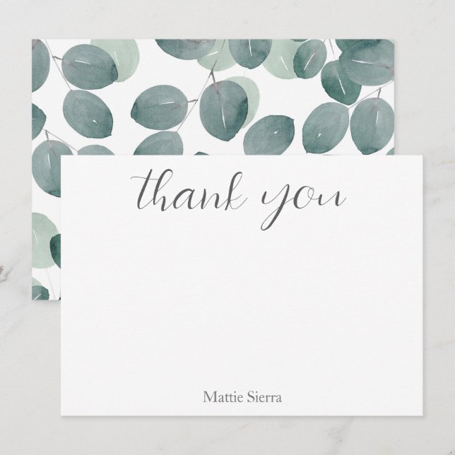 Carte De Remerciements Eucalyptus Moderne 2 (Devant / Derrière)