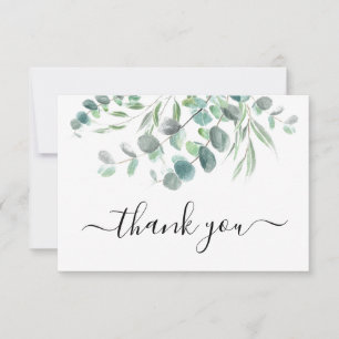 Carte De Remerciements Eucalyptus moderne Aquarelle Vert Folio Script
