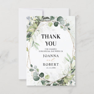 Carte De Remerciements Eucalyptus Sage Verdure Mariage géométrique modern