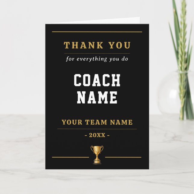 Carte De Remerciements Everything You Do Trophy Coach Name (Devant)