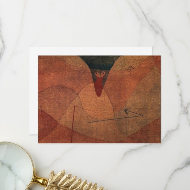Carte De Remerciements Évolution de la faune par Paul Klee (Devant/Arrière en situation)
