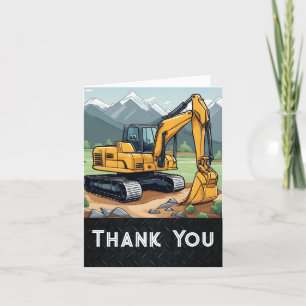Carte De Remerciements Excavateur Construction Équipement Digger Annivers