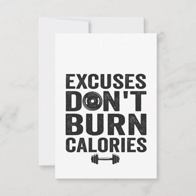 Carte De Remerciements Excuses Don't Burn Calories Drôle Fitness Gym Cade (Devant)