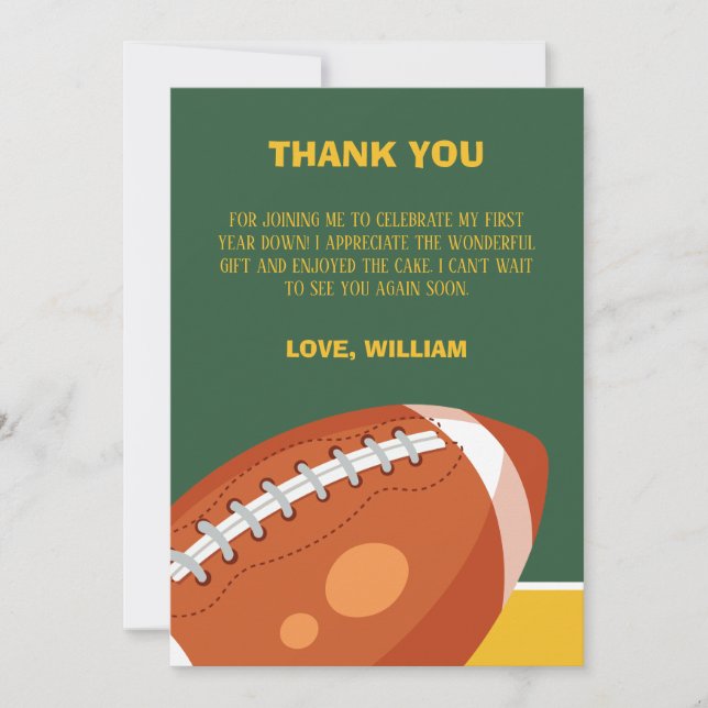 Carte De Remerciements Exemple de football rétro première année bas 1er a (Devant)