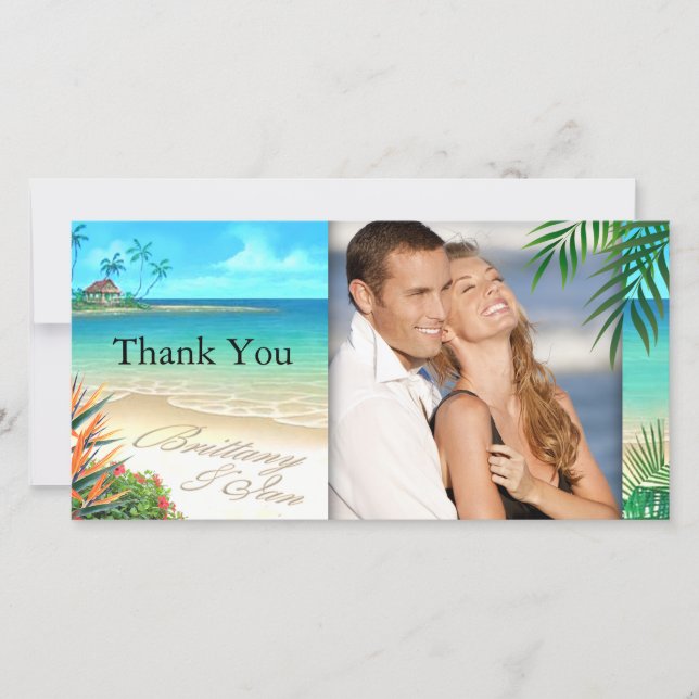 Carte De Remerciements Exotic Beach me demande de mettre vos noms dans le (Devant)