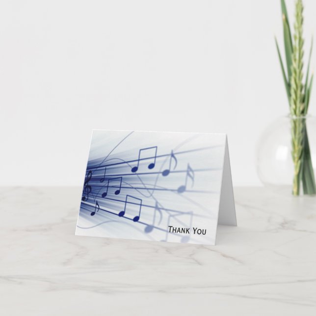 Carte De Remerciements Explosion de musique bleue sur blanc (Devant)