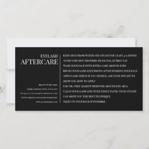 Carte De Remerciements Eyelash Instruction post-soins Noir Horizontal