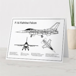 Carte De Remerciements F-16 Faucon de combat - Plan directeur de l'avion 