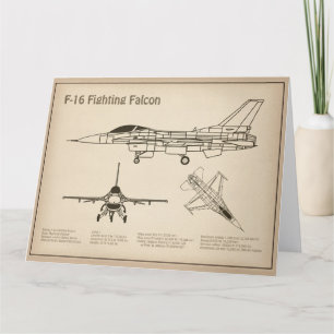 Carte De Remerciements F-16 Faucon de combat - Plan directeur de l'avion 