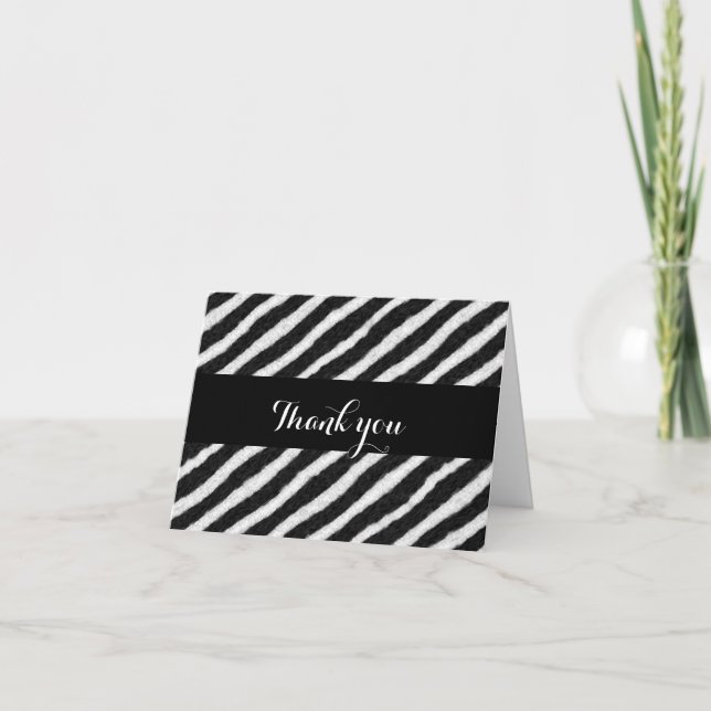 Carte De Remerciements Fâcheux noir blanc zèbre rayures (Devant)