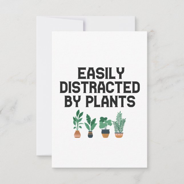 Carte De Remerciements Facilement Distrait Par Plantes Drôle Jardinage Ad (Devant)