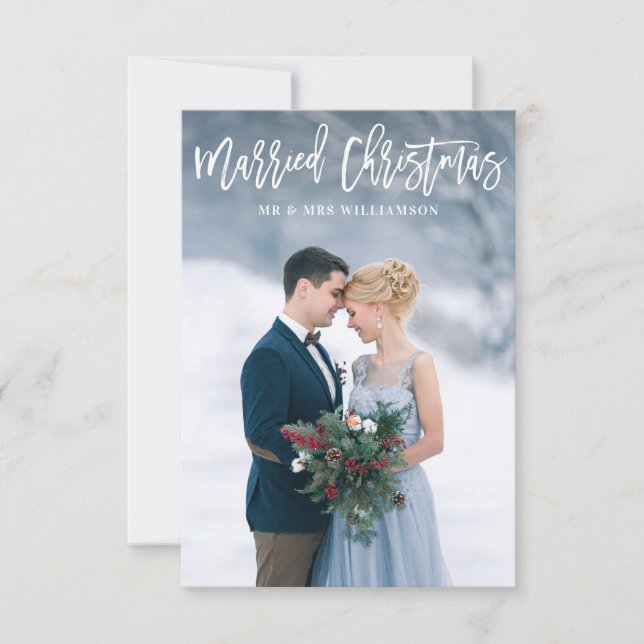 Carte De Remerciements Faire part de mariage de vacances de Noël (Devant)