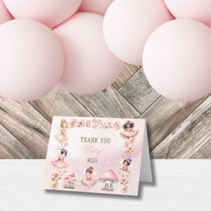 Carte De Remerciements Fairy First Musroom House Rose Anniversaire