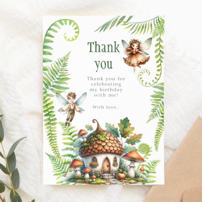 Carte De Remerciements Fairy Forest Garden Genre Neutre 1er anniversaire (Créateur téléchargé)