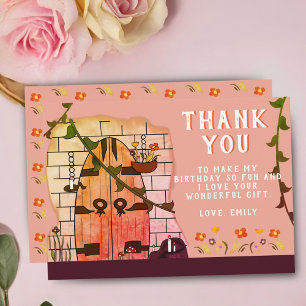 Carte De Remerciements Fairy Tale Porte Flower Dessin Fille Anniversaire