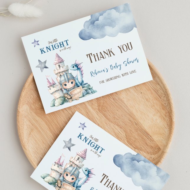 Carte De Remerciements Fairytale Dreamy Dragon Blue Knight Baby shower (Créateur téléchargé)