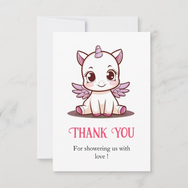 Carte De Remerciements Fairytale Lovely Unicorn Baby shower (Devant)