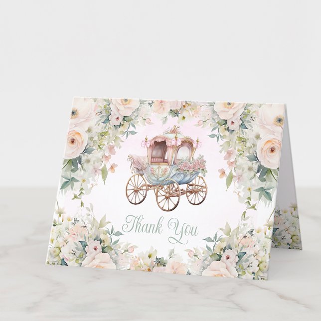 Carte De Remerciements Fairytale Princess Carrie Girl Aquarelle Floral (Add your message or leave blank for your handwritten message when they arrive.)