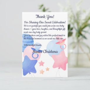 Carte De Remerciements Faisceau de Joie Fille ou Garçon Baby Shower