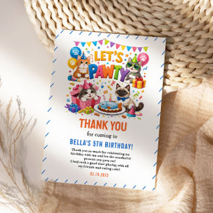 Carte De Remerciements Faisons la Fête au Chat 5ème Anniversaire   Joyeux